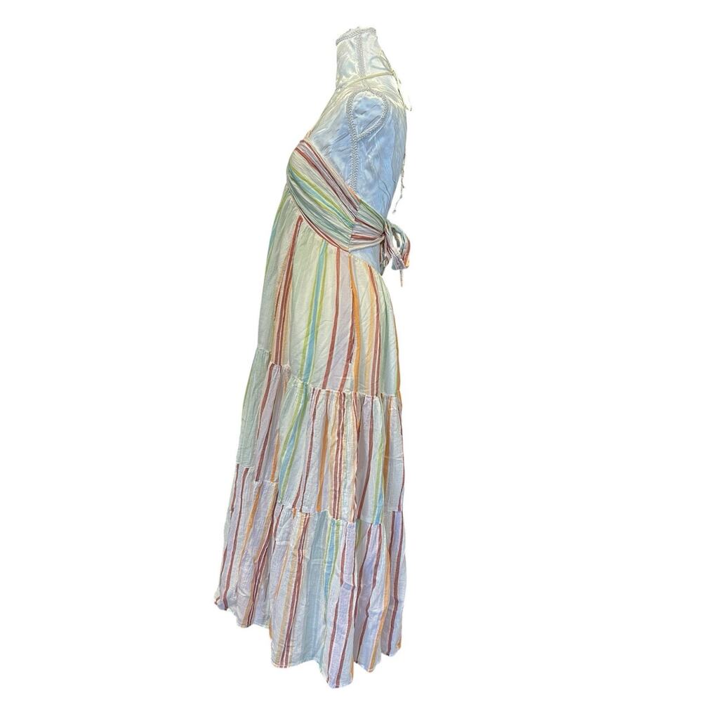 American Eagle Striped Halter Maxi Dress Medium Rainbow Resort - Picture 4 of 16